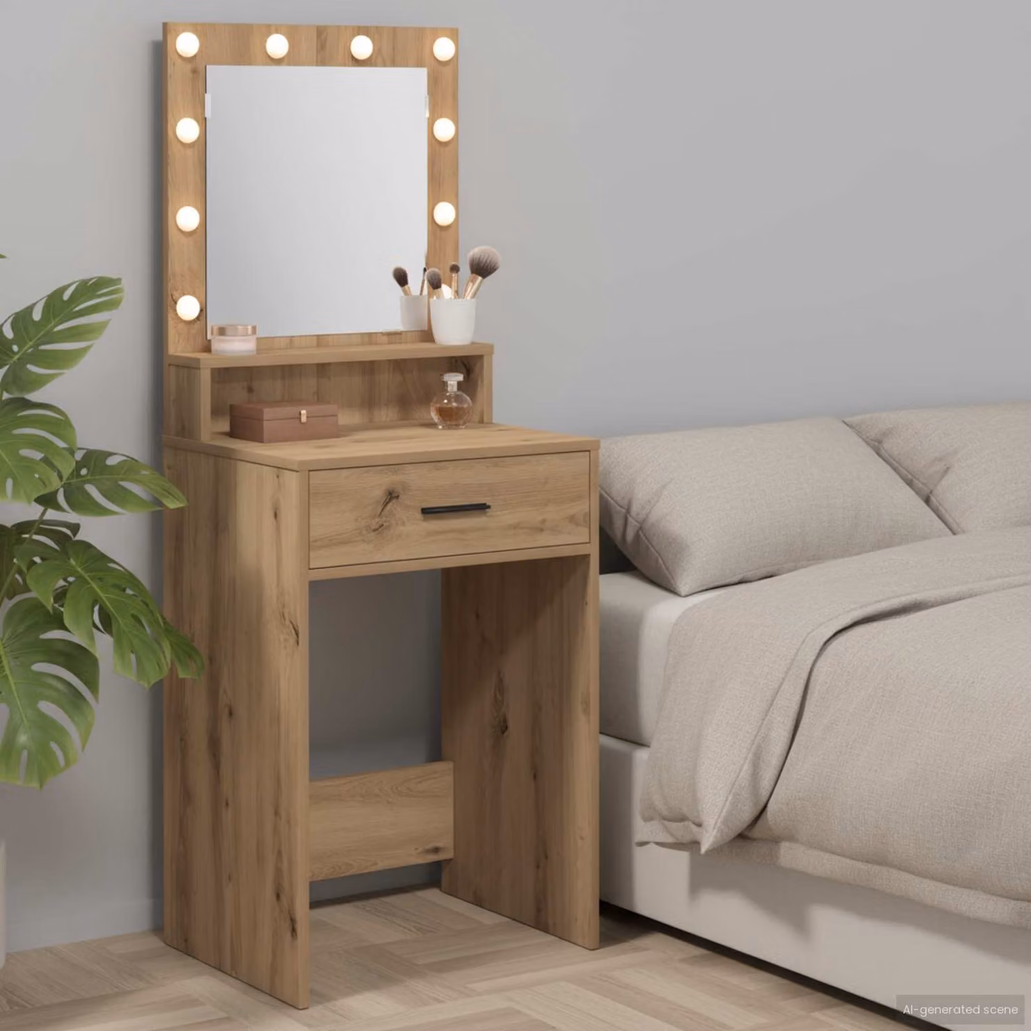 vidaXL Tavolo da Trucco Moderno in Rovere Marrone L/P/H: 50 x 41 x 135 cm