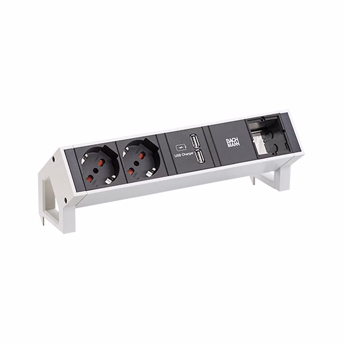 BACHMANN DESK2 2xP40 Caricatore USB 1xCM, Strom 0,2m GST18 RAL9010 Italia