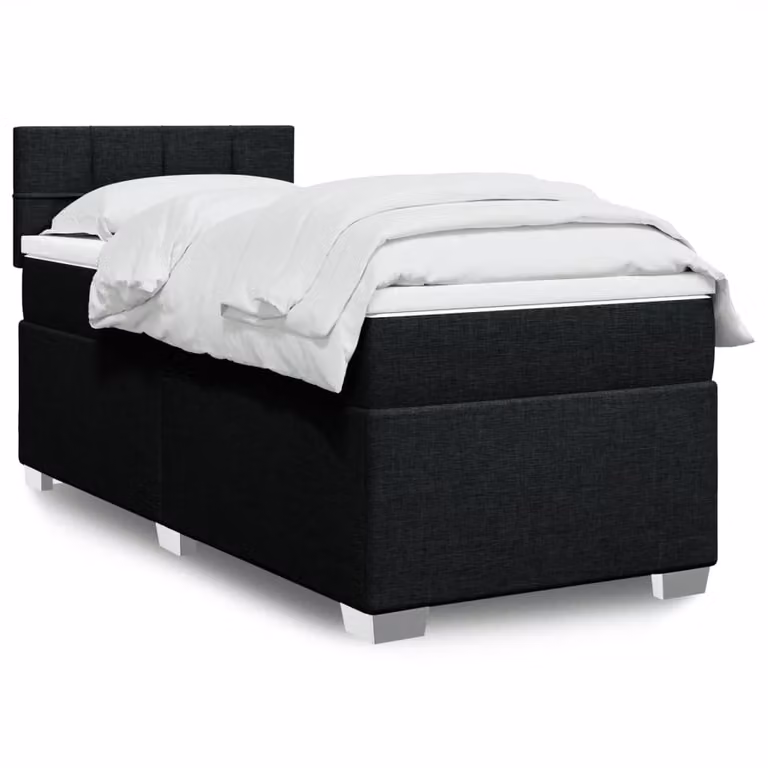vidaXL Letto Ibrido con Giroletto a Molle e Materasso in Tessuto Nero L: 80 cm, P: 200 cm
