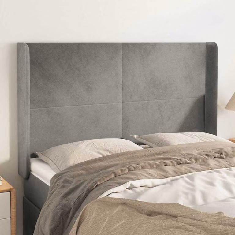 Testiera ad orecchio vidaXL in velluto grigio chiaro L: 147 cm, P: 16 cm, H: 118-128 cm