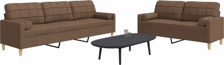 Maison Exclusive - Set divano a 2 posti con cuscini decorativi in tessuto marrone