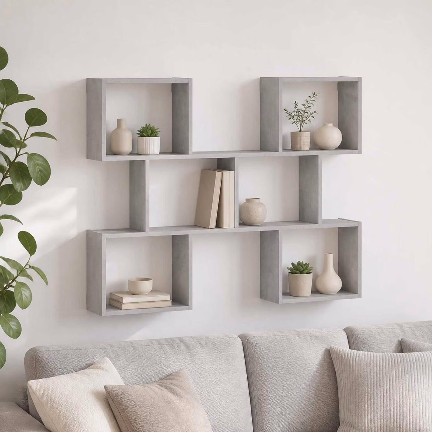 vidaXL Scaffale da parete Grigio Cemento 103 x 17 x 80 cm