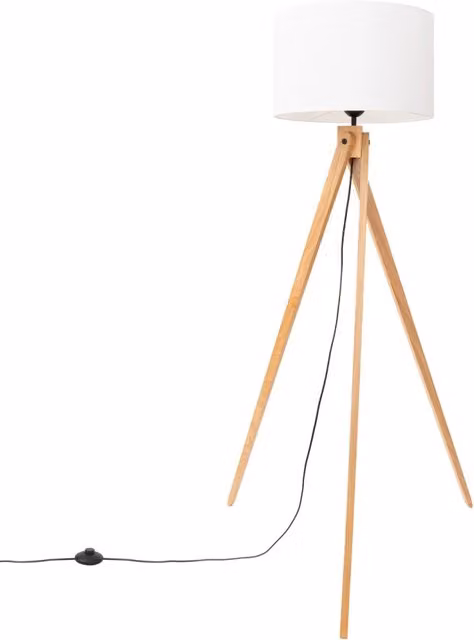 Lampada da tavolo NATT Sollux Lighting arancione e bianca con base in legno e paralume in tessuto cilindrico 15W LED