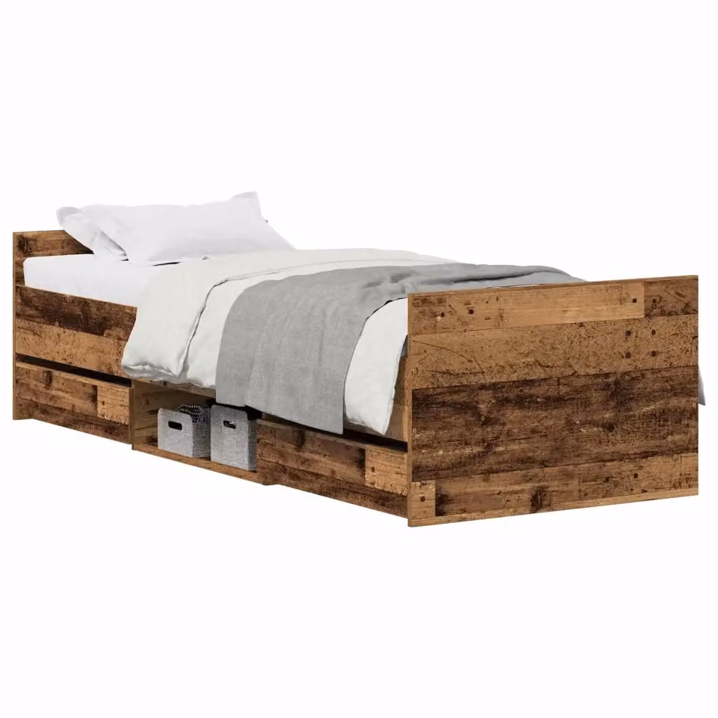 Struttura letto con cassetto vidaXL in legno effetto vecchio marrone L: 193 cm, P: 78 cm, H: 50 cm – 2