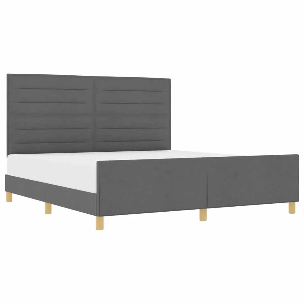 Struttura del letto moderna vidaXL in tessuto grigio con dettagli in legno L/P/H: 207 x 180 x 186 cm – 2