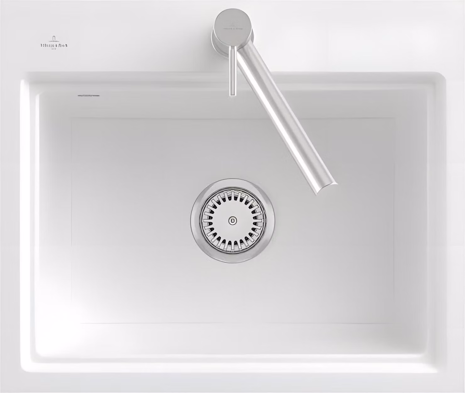 Lavello rettangolare Villeroy&Boch, lavello in Vetroceramica Subway Style 60 S Stone White 60x51cm, larghezza base 60cm