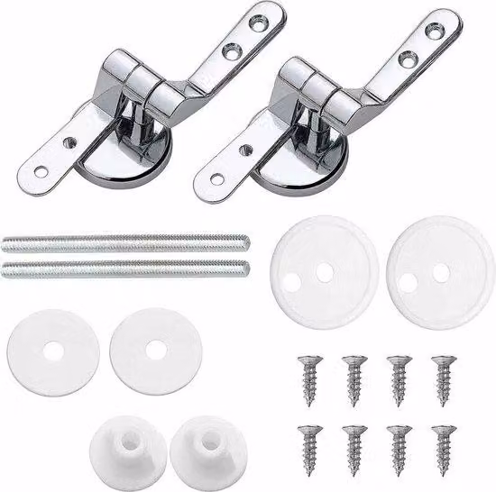 Set di cerniere per WC - Cerniere girevoli di ricambio - per specchi da bagno in acciaio inossidabile, compreso il materiale di montaggio - Cerniere per specchi da bagno - Set di montaggio per specchi da bagno in acciaio inossidabile.