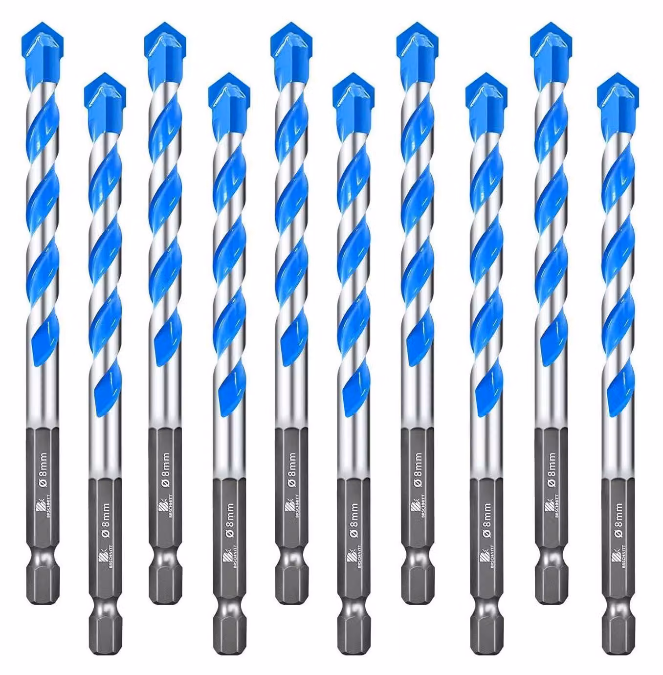 Set di punte da trapano per cemento, piastrelle e pietra, con gambo esagonale da 8 mm, confezione da 10 pezzi