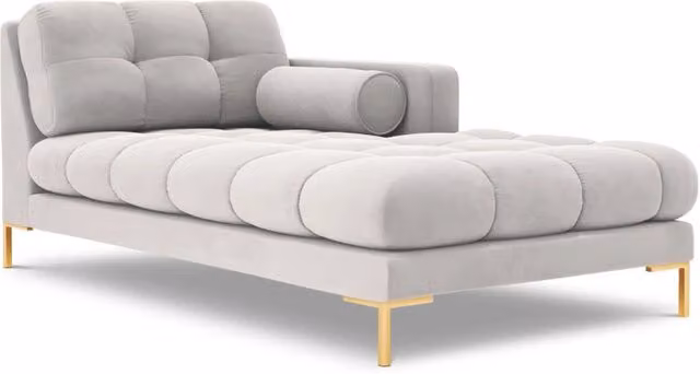 Chaise longue destra Bali di Cosmopolitan Design in velluto argento con cuscini, L/P/H: 164 x 102 x 75 cm