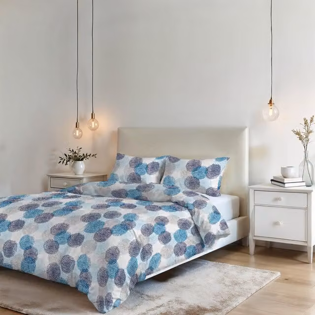 Parure copripiumino matrimoniale blu Soffioni Datex