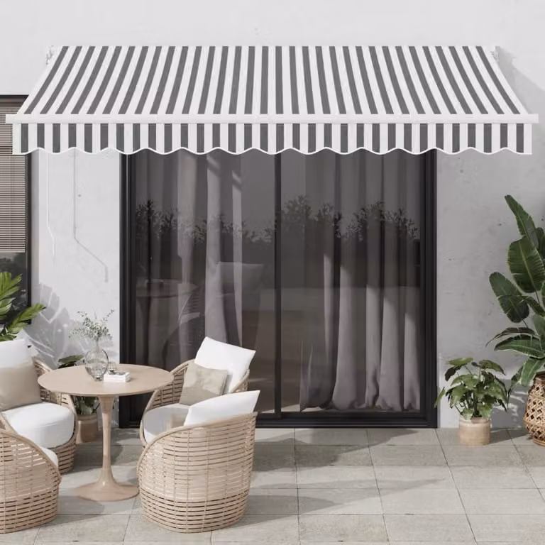 Tenda retrattile vidaXL con bracci pieghevoli in alluminio e tessuto in poliestere, colori antracite e bianco, L: 3,5 m x P: 2,5 m