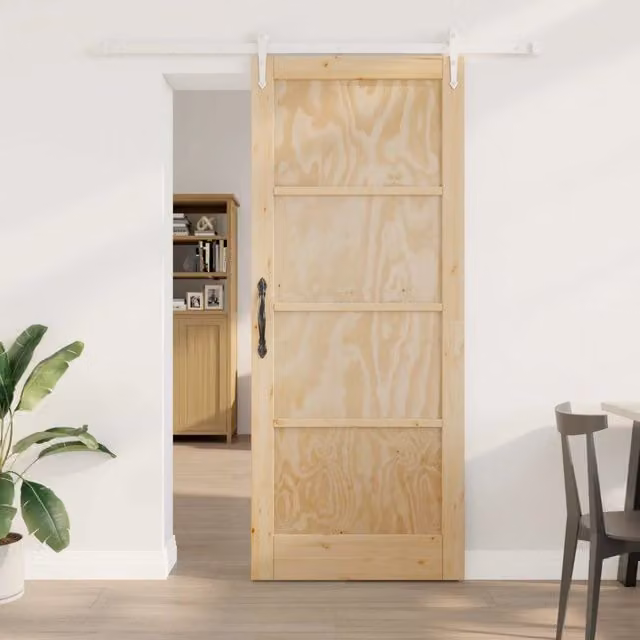 Porta scorrevole moderna vidaXL in legno di pino bianco e beige, L: 183 cm, H: 211 cm