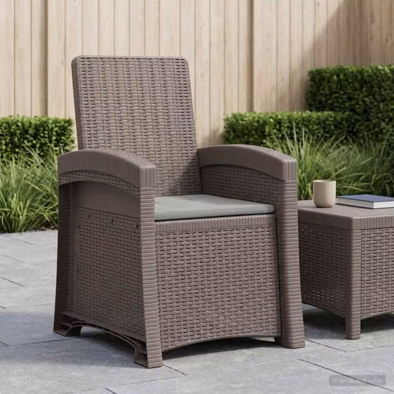 Sedia da giardino reclinabile vidaXL in effetto rattan Grigio Chiaro con braccioli