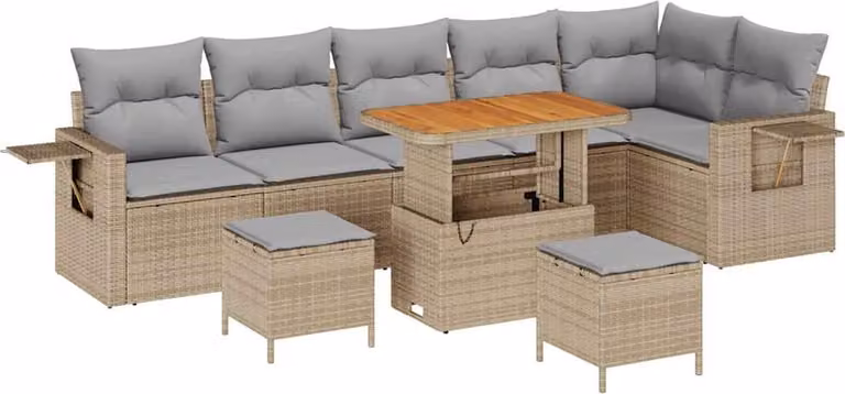 Set Divano da Giardino 11 pcs Beige e Grigio Chiaro polyrattan