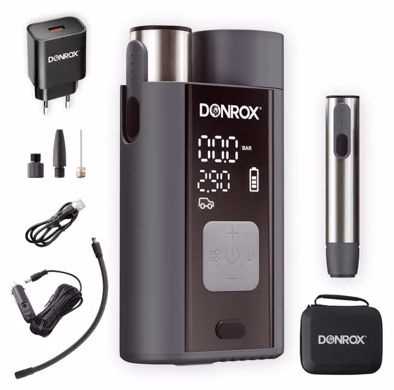 Compressore portatile USB - Batteria intercambiabile da 7,4V - Pressione massima di esercizio: 10,3 bar