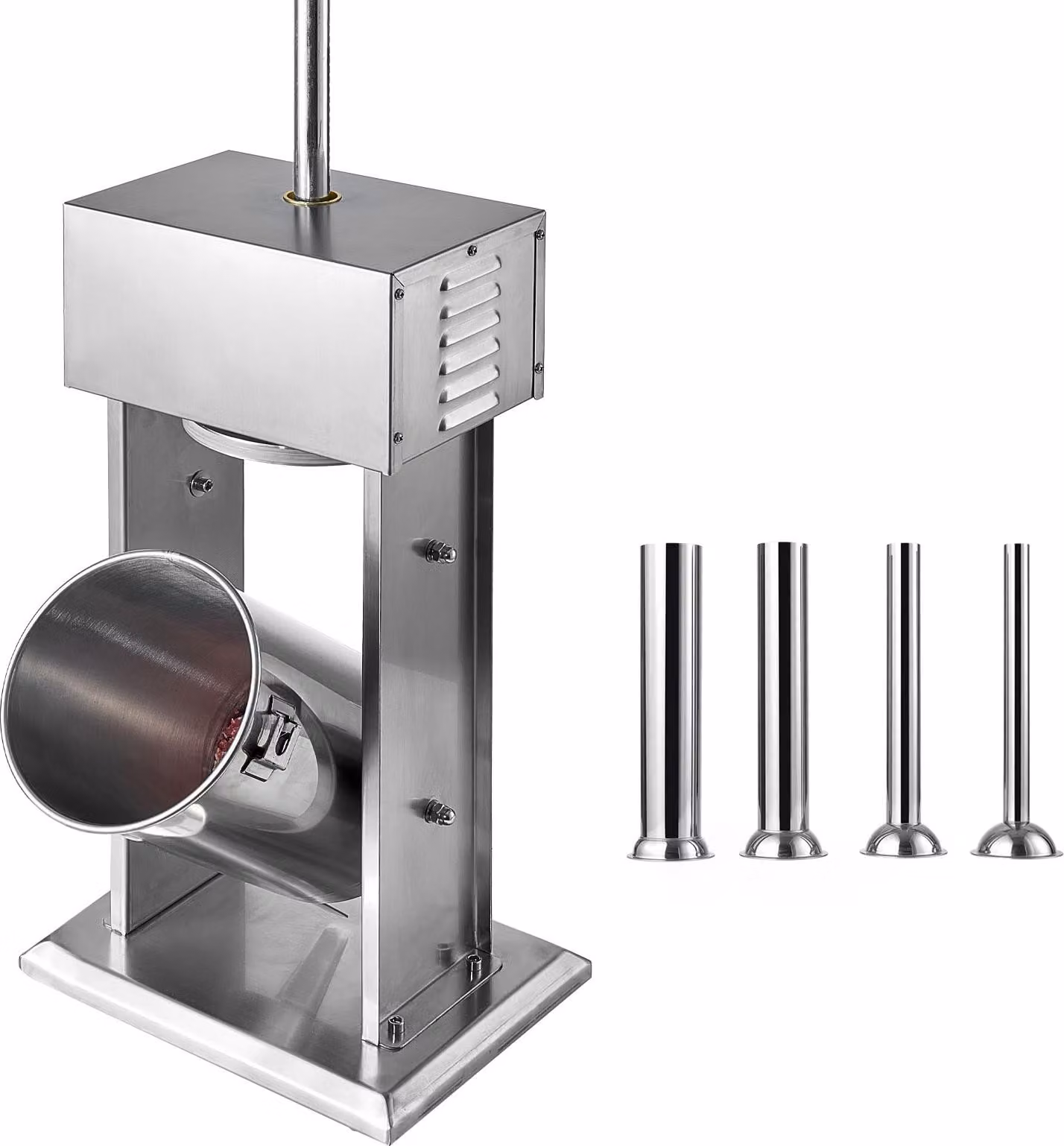 SucceBuy Insaccatrice elettrica da 12 litri con controllo continuo della velocità e pedale, insaccatrice in acciaio inox con 4 tubi di insacco per la produzione di salsicce
