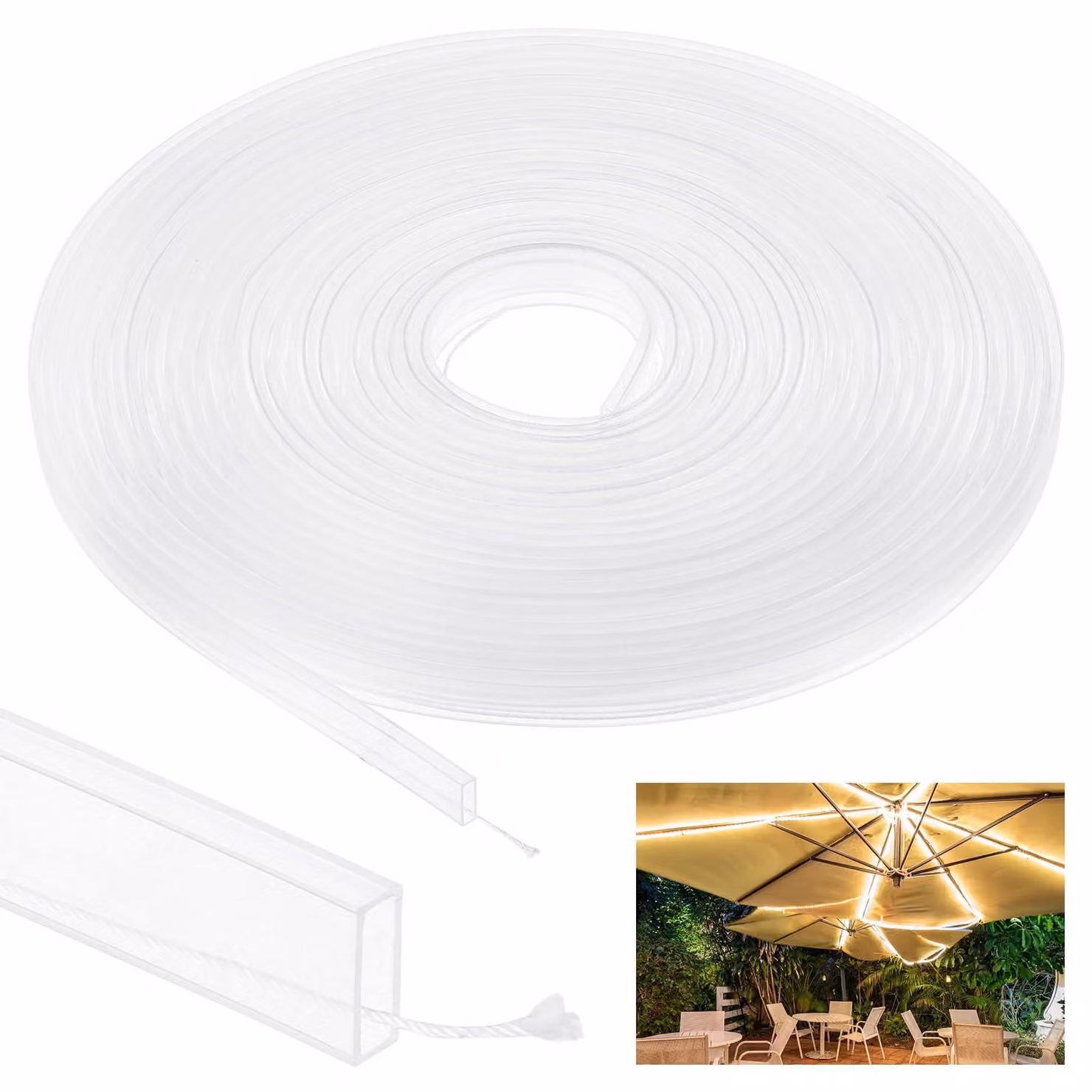 Canale in silicone per LED, 20 metri, 10 mm, grado di protezione IP67, impermeabile, ideale per strisce LED