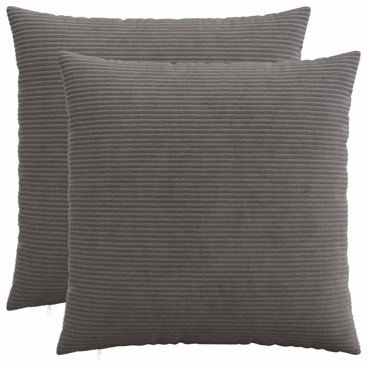 Set di 2 federe vidaXL HEERLEN in velluto a coste, Grigio, 55 x 55 cm