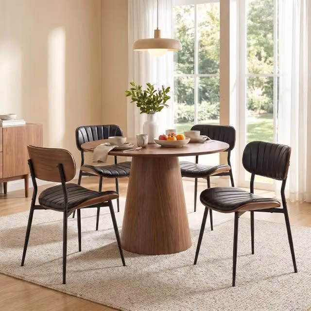 Set di 2 sedie da pranzo WISHDOR in ecopelle nera con struttura in metallo e design moderno per cucina e soggiorno – 1