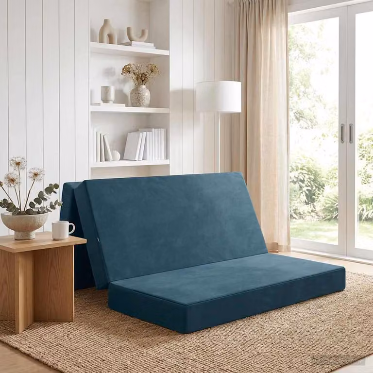 vidaXL Divano Letto Pieghevole Moderno Blu L: 140 cm, P: 67 cm, H: 45 cm