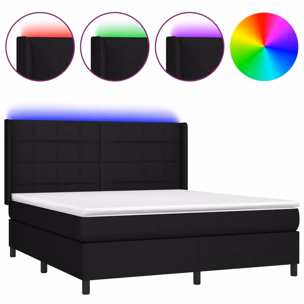 Letto Ibrido vidaXL con Materasso e Illuminazione LED Nero L/P/H: 160 x 200 x 128 cm – 2