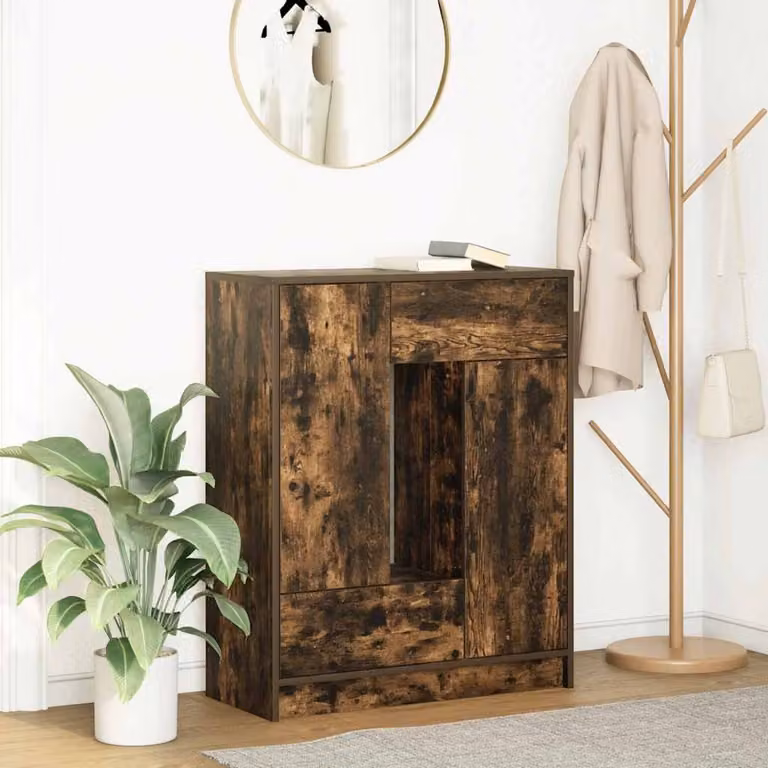 Credenza con cassetti e ante vidaXL in rovere fumo marrone L: 73 cm, P: 31 cm, H: 90 cm