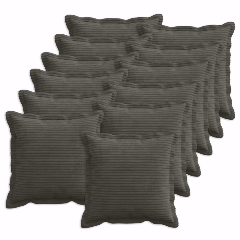 Set di 12 federe vidaXL HOUTEN in velluto a coste, colore antracite, 40 x 40 cm