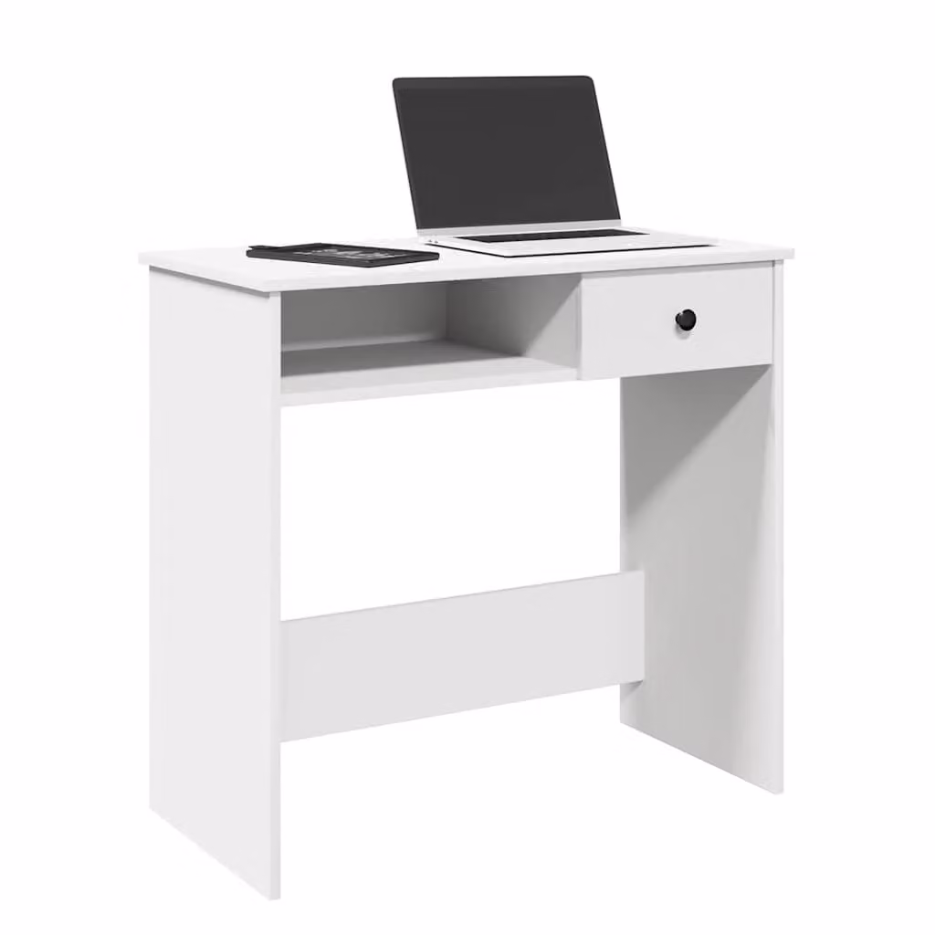 Scrivania moderna vidaXL bianca in legno MDF per ufficio o camera da letto L: 80 cm, P: 40 cm, H: 75 cm