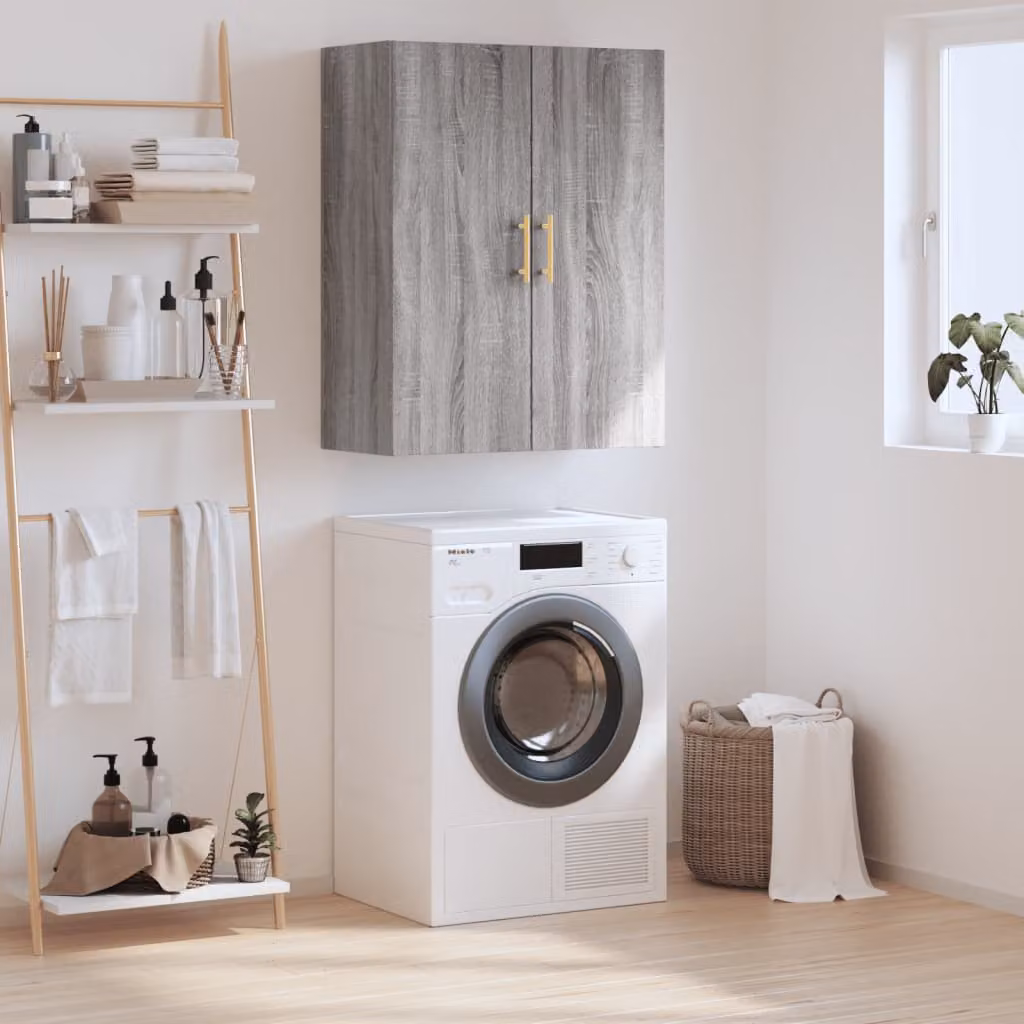 Mobile a parete vidaXL moderno in legno e MDF grigio, L: 69,5 cm, P: 34 cm, H: 90 cm