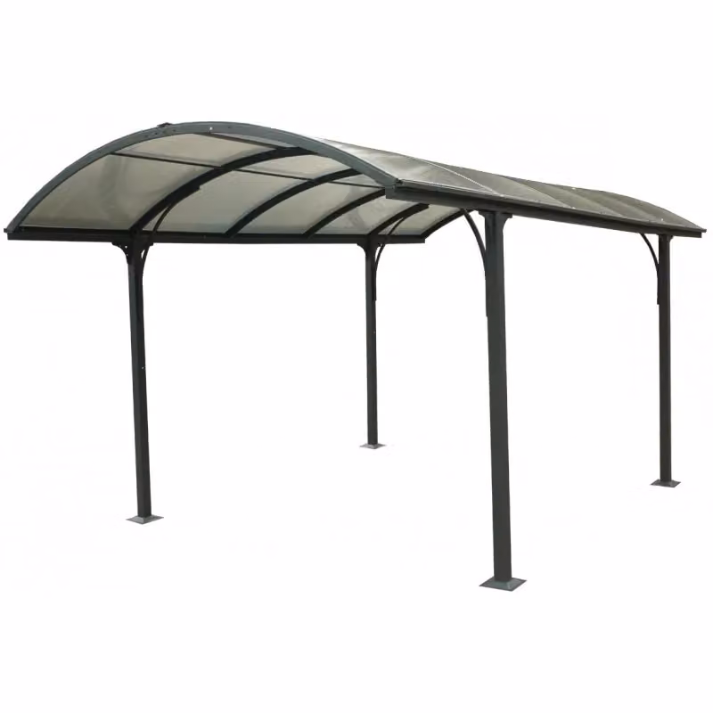 Tettoia Carport Foresta in Alluminio con Tetto in Policarbonato e Grondaia, Grigio Antracite, L: 485 cm, P: 301,5 cm – 2
