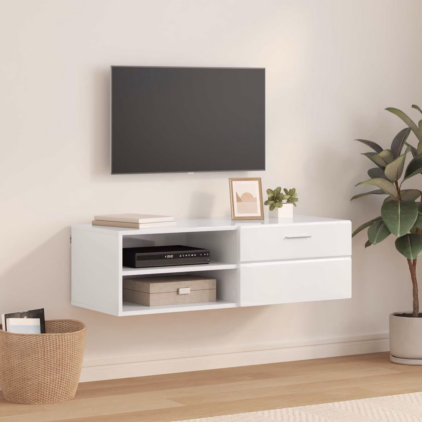 Armadio moderno in legno vidaXL Bianco Lucido L: 100,5 cm, P: 39 cm, H: 30 cm
