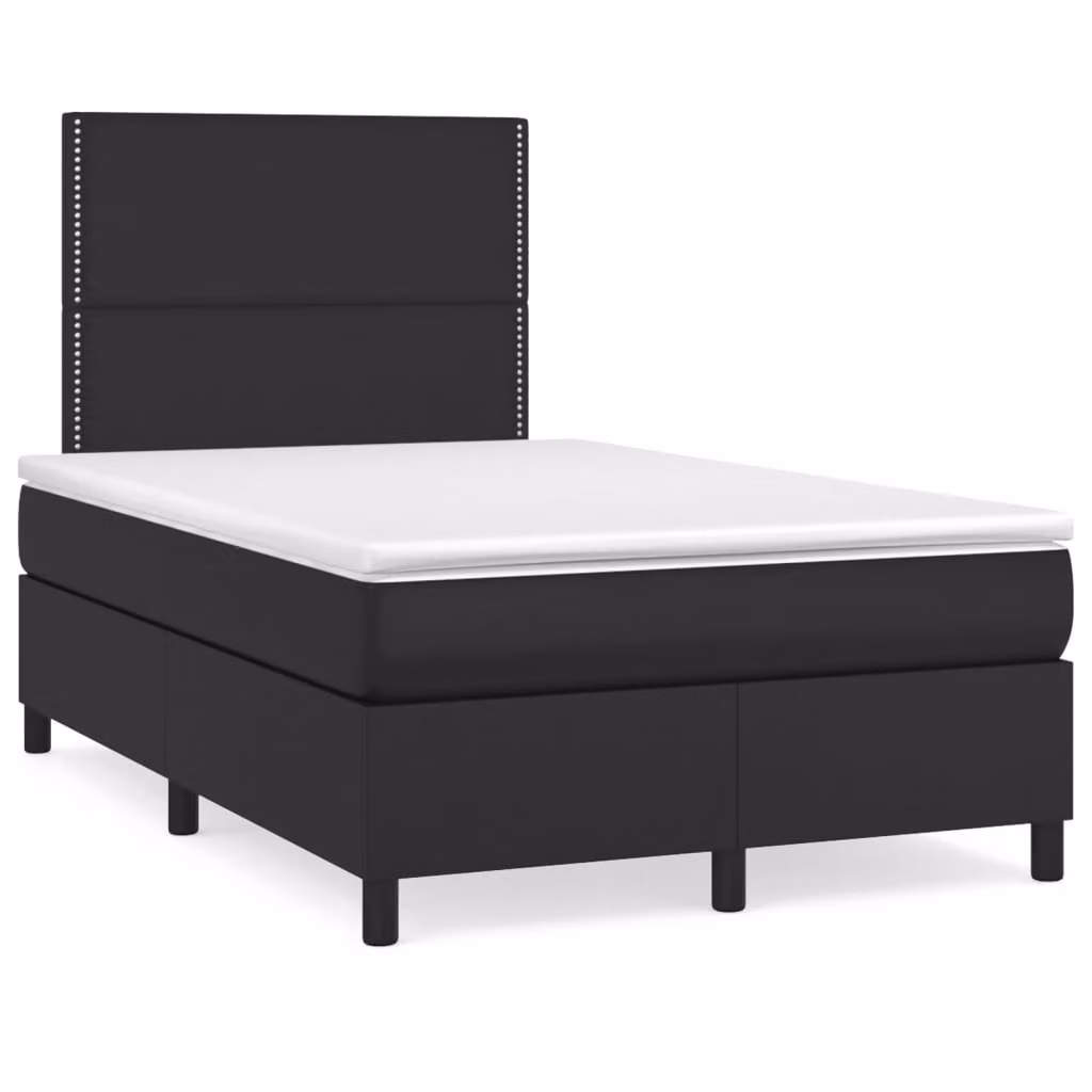 vidaXL Giroletto a Molle con Materasso in Similpelle Nero L/P/H: 120 x 200 x 193 cm