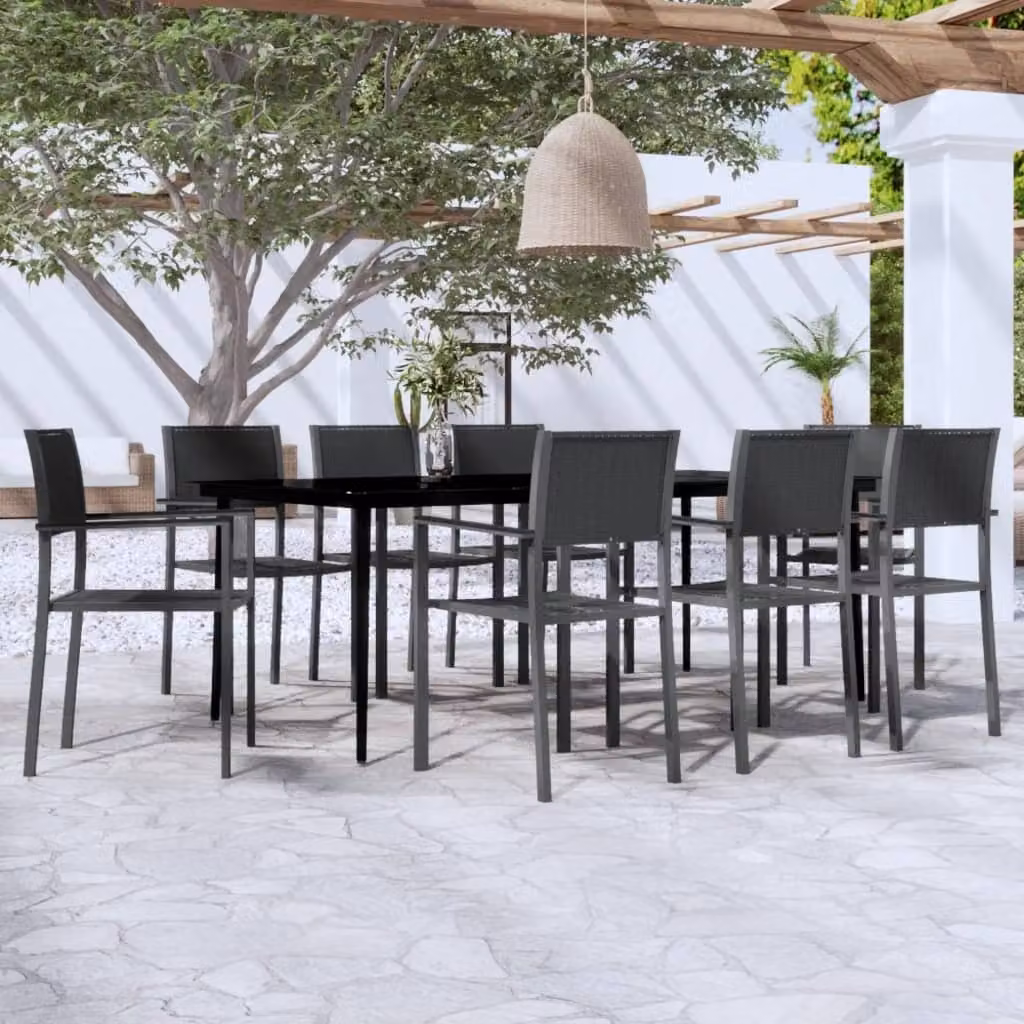 Maison Exclusive - Set da pranzo da giardino 9 pezzi nero