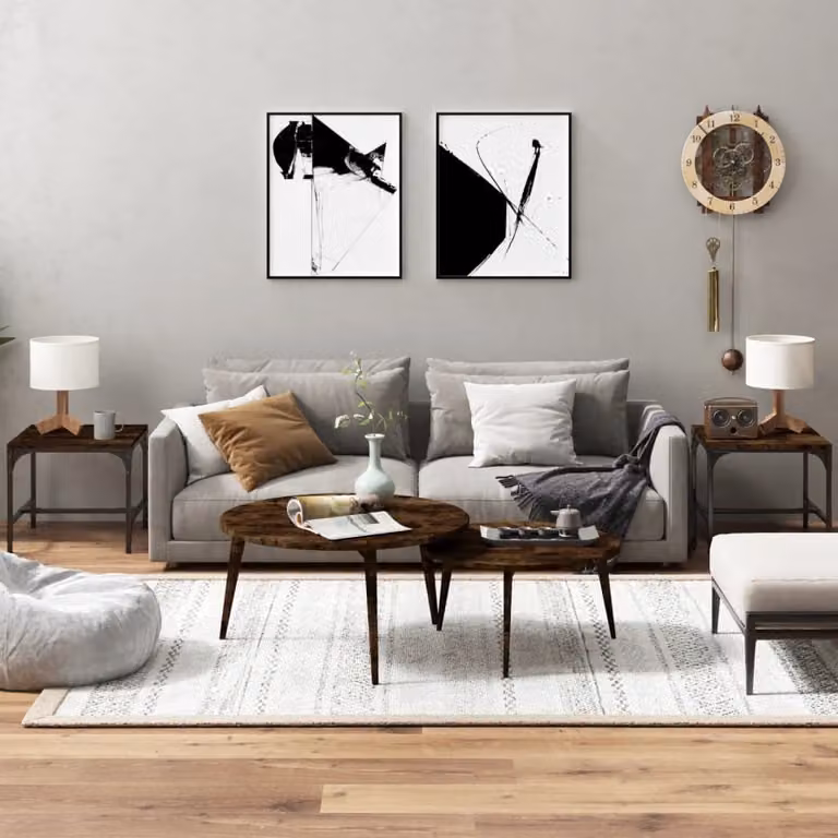 The Living Store Tavolini 2 pz. Rovere fumé 40x40x35 cm materiale a base di legno