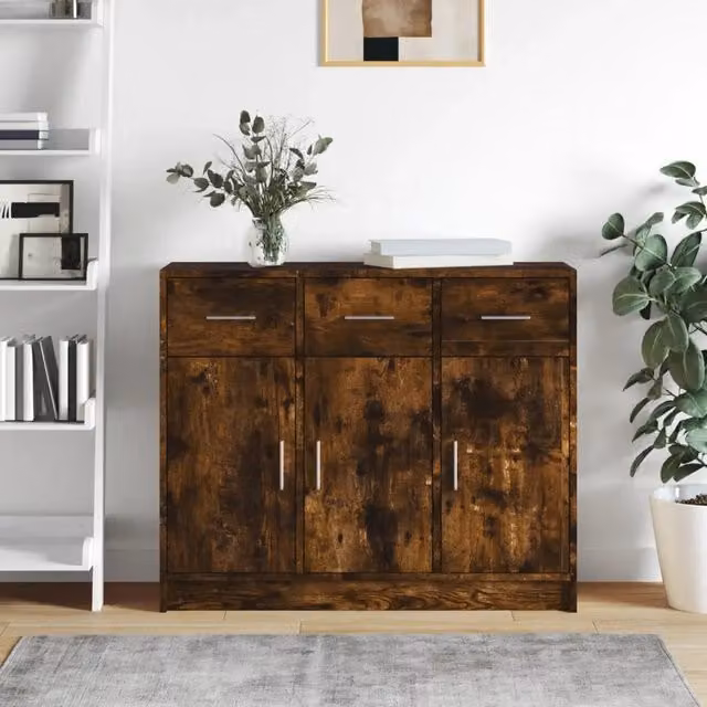 Credenza Buffet da cucina Design Mania in legno Rovere Fumo marrone L: 91 cm, P: 28 cm, H: 75 cm – 1