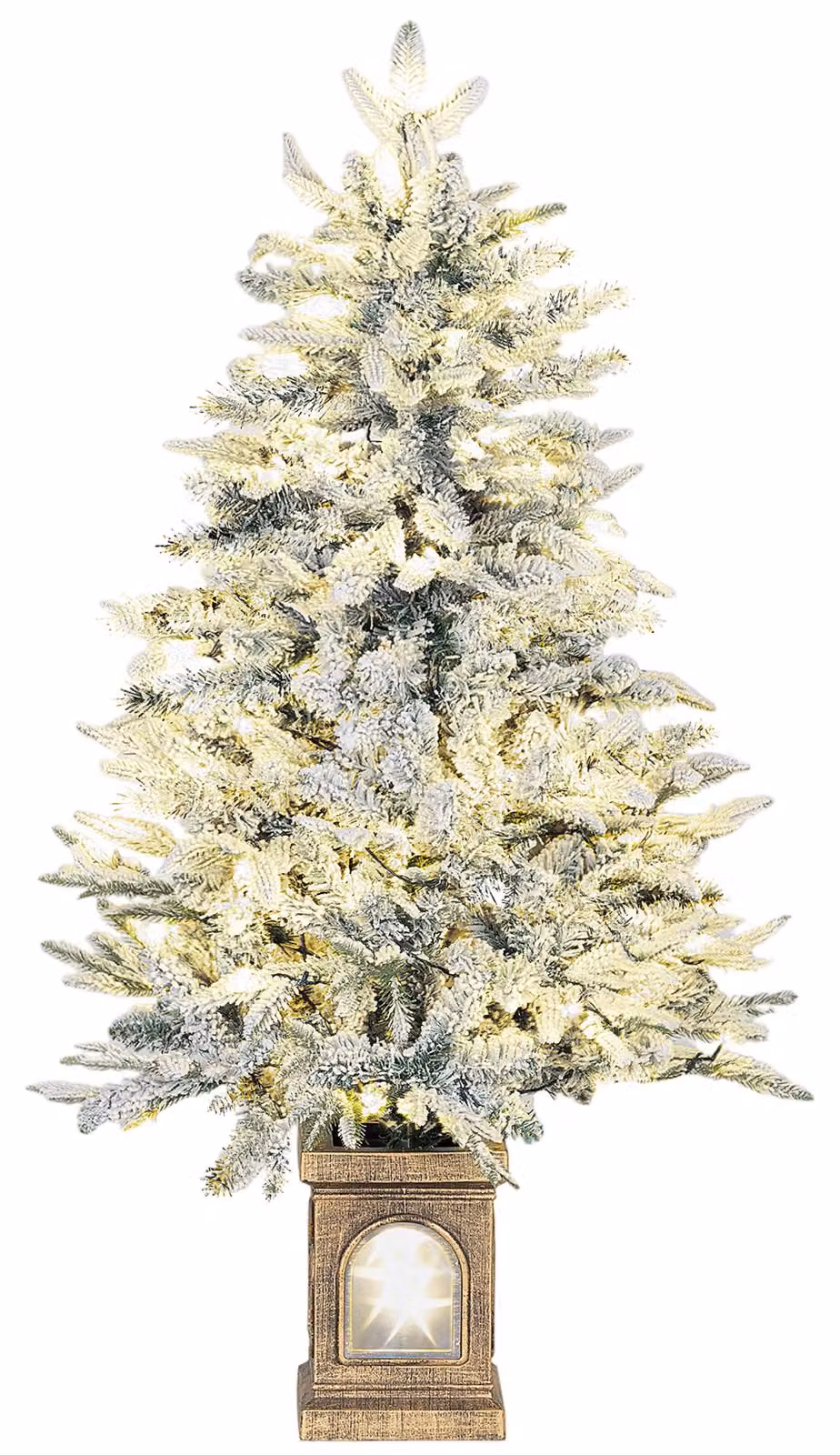 Albero di Natale artificiale, aspetto innevato, 100 LED, 8 modalità, plastica