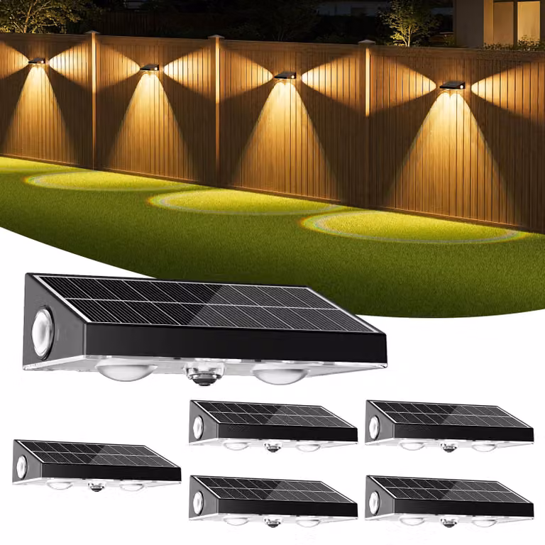 Set di 6 luci solari da esterno, con lente convessa, 3 modalità, grado di protezione IP65