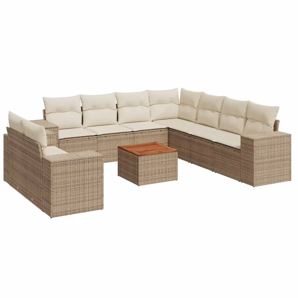 Set Divano da Giardino VIDAXL in Polyrattan con Cuscini Beige, 10 Pezzi, Design Moderno a L – 2