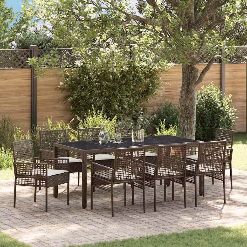 Maison Exclusive - Set da Pranzo per Giardino 9 pcs Marrone polyrattan