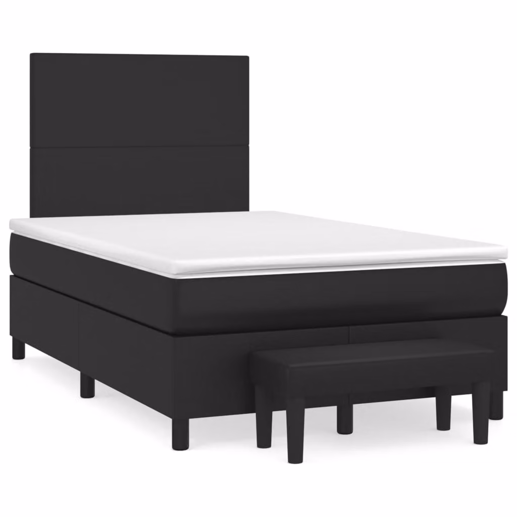Giroletto a Molle con Materasso Nero 120x200 cm in Pelle finta