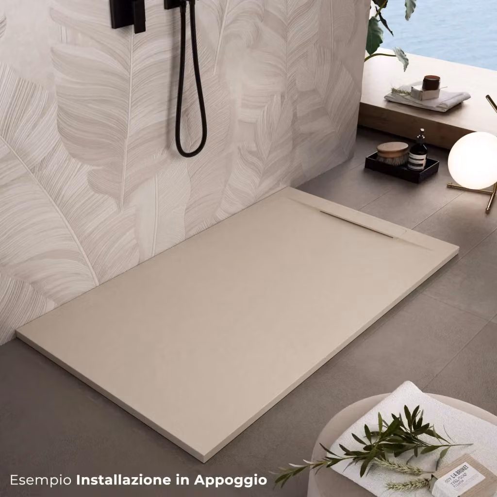 Piatto doccia rettangolare Bonussi in acrilico color beige Ardesia Calcutta Crema L: 160 cm, P: 90 cm – 2
