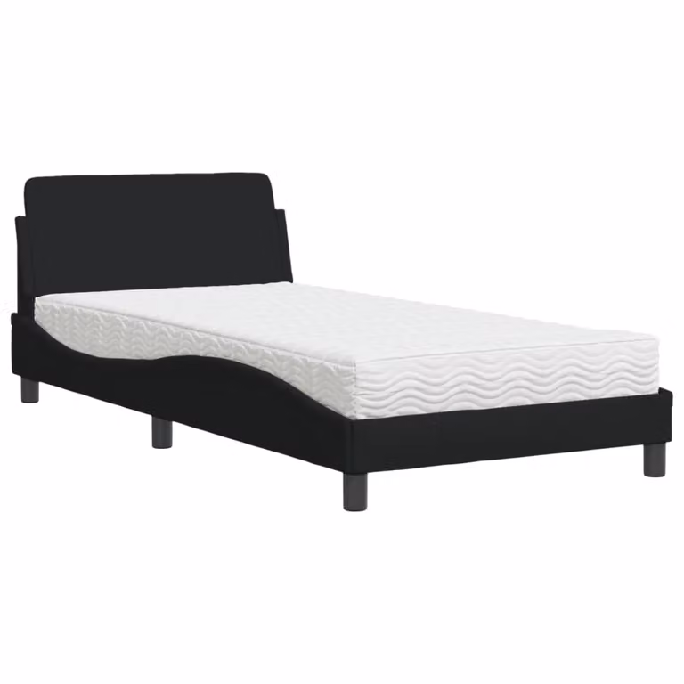Letto con Materasso Dover Nero 100x200 cm in Tessuto