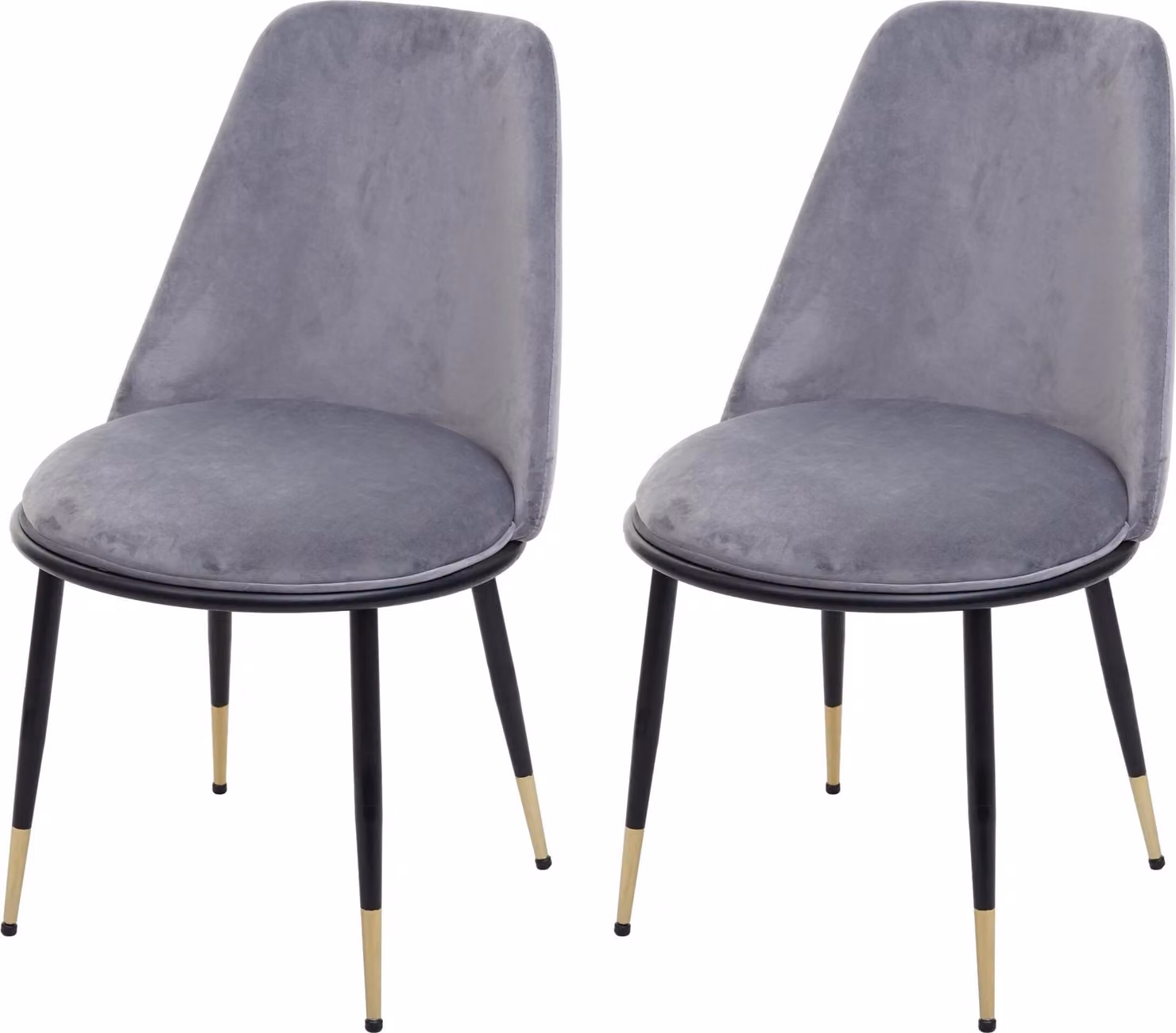 set di 2 sedie per sala da pranzo HWC-H28, sedia da cucina, metallo ~ grigio, gambe nere, velluto