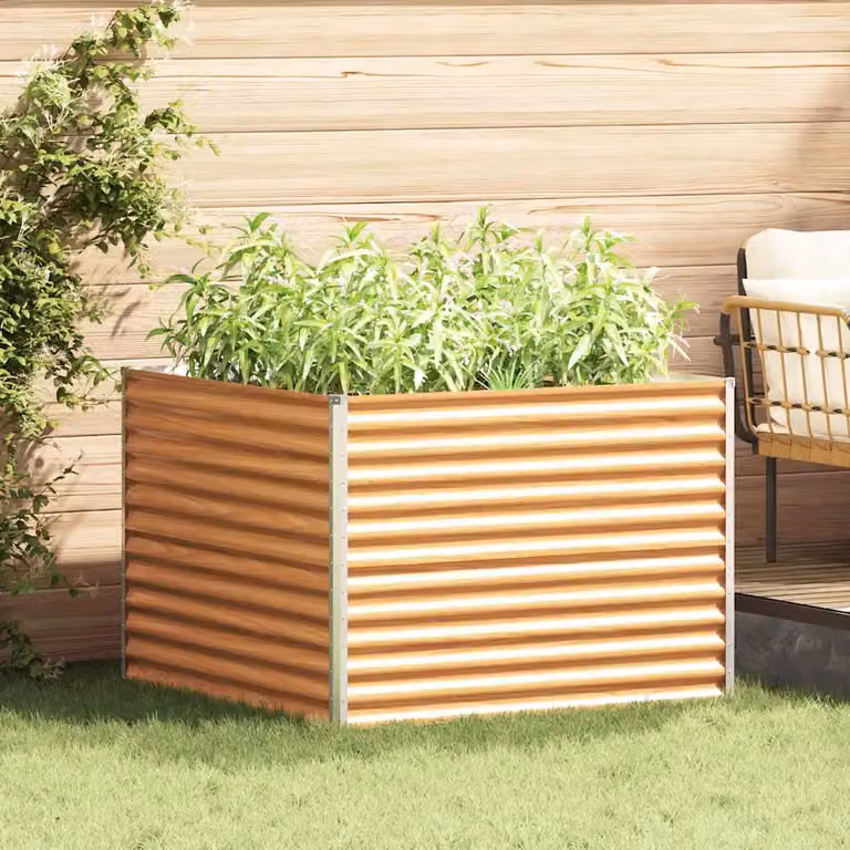 Letto rialzato da giardino vidaXL in acciaio galvanizzato Marrone Chiaro L: 98 cm, P: 100 cm, H: 68 cm