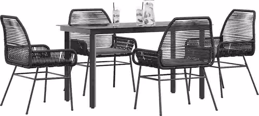 Maison Exclusive - Set da Pranzo da Giardino con Cuscini 5 pz Polyrattan Vetro