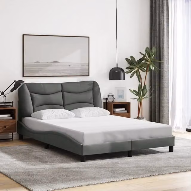 Giroletto senza Materasso-Struttura Letto Hvar Grigio Scuro 140x200 cm Tessuto