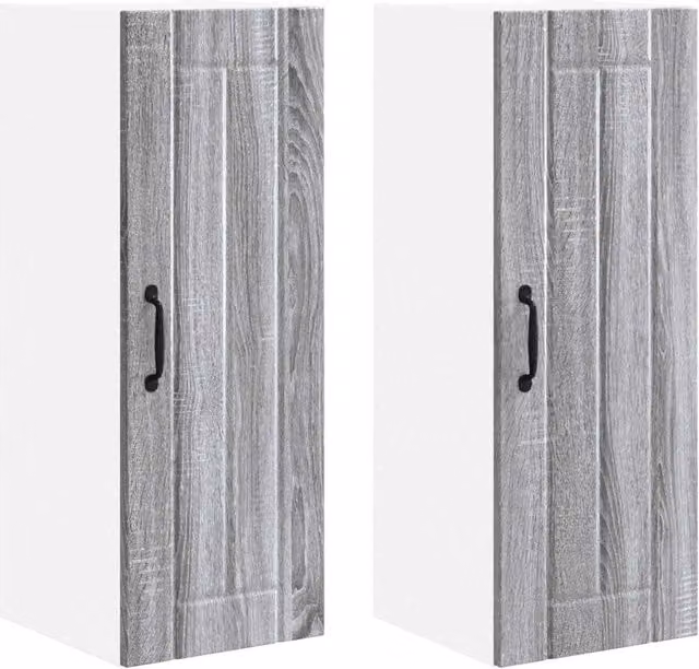 Set di 2 pensili da cucina pratici dal design moderno 30 x 31 x 80 cm in legno ingegnerizzato grigio sonoma 02_0054036