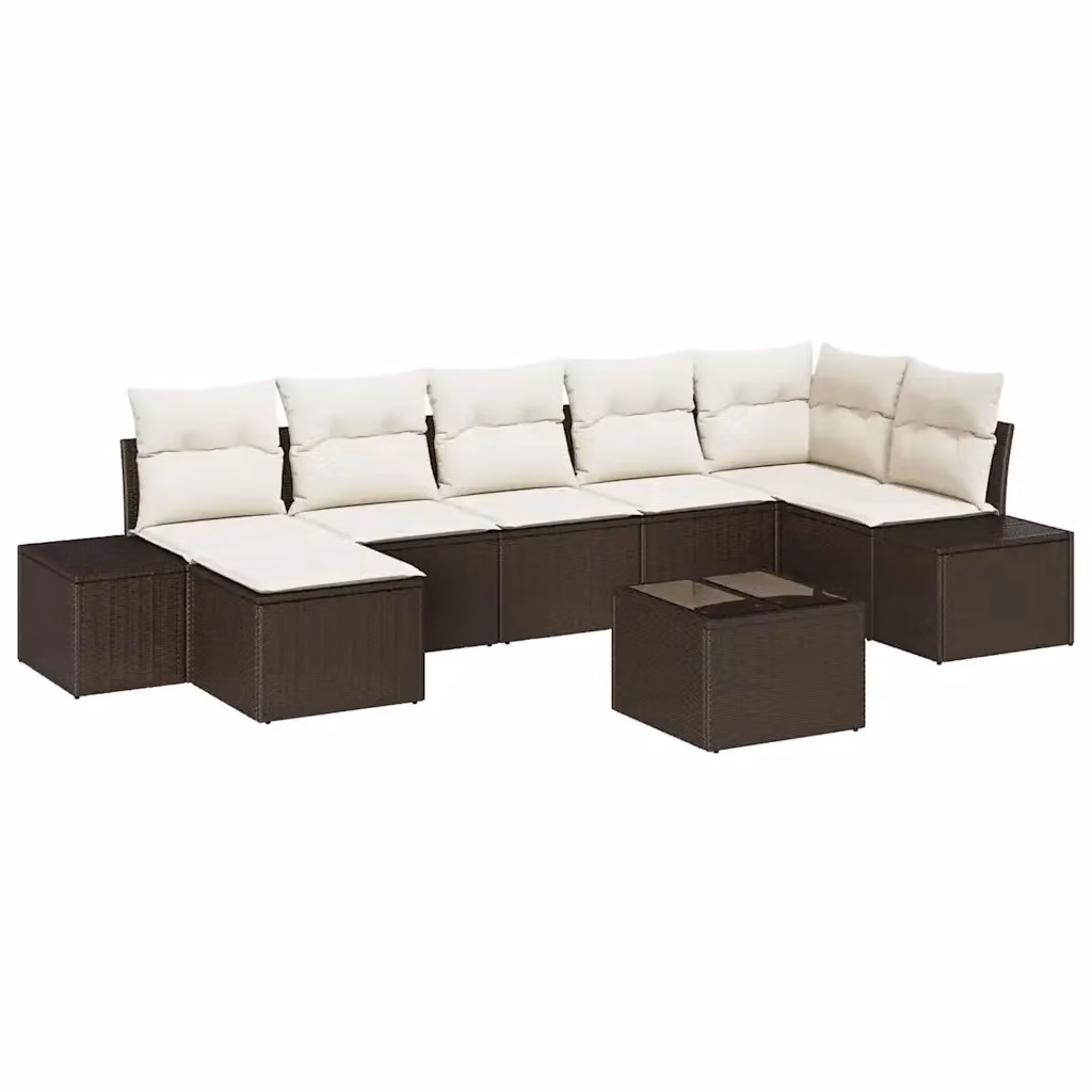 Set Divano da Giardino vidaXL 7 Pezzi Marrone con Cuscini e Tavolino in Polyrattan e Metallo – 2