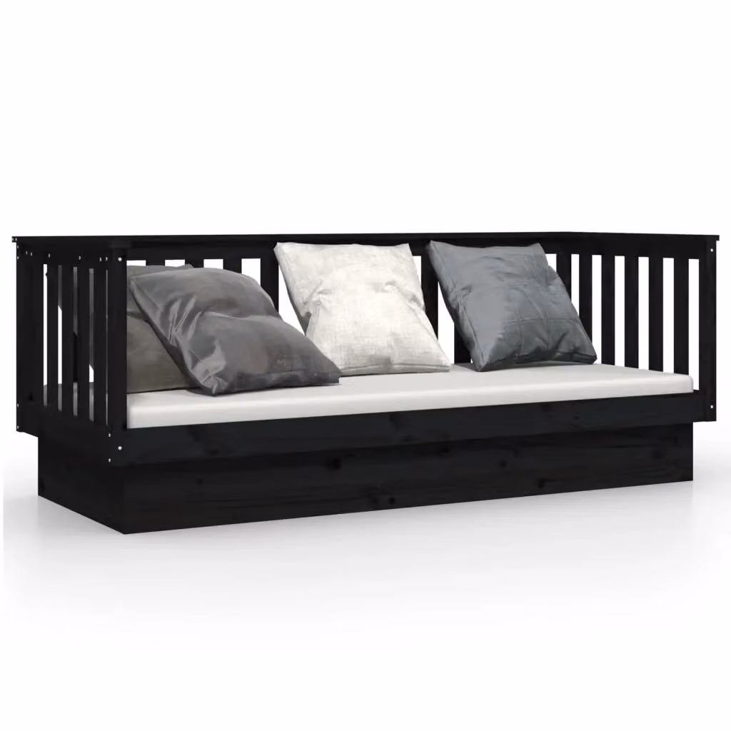 Dormeuse Nera vidaXL in Legno Massello di Pino per Camera da Letto o Soggiorno L/P/H: 190 x 75 x 82 cm – 2