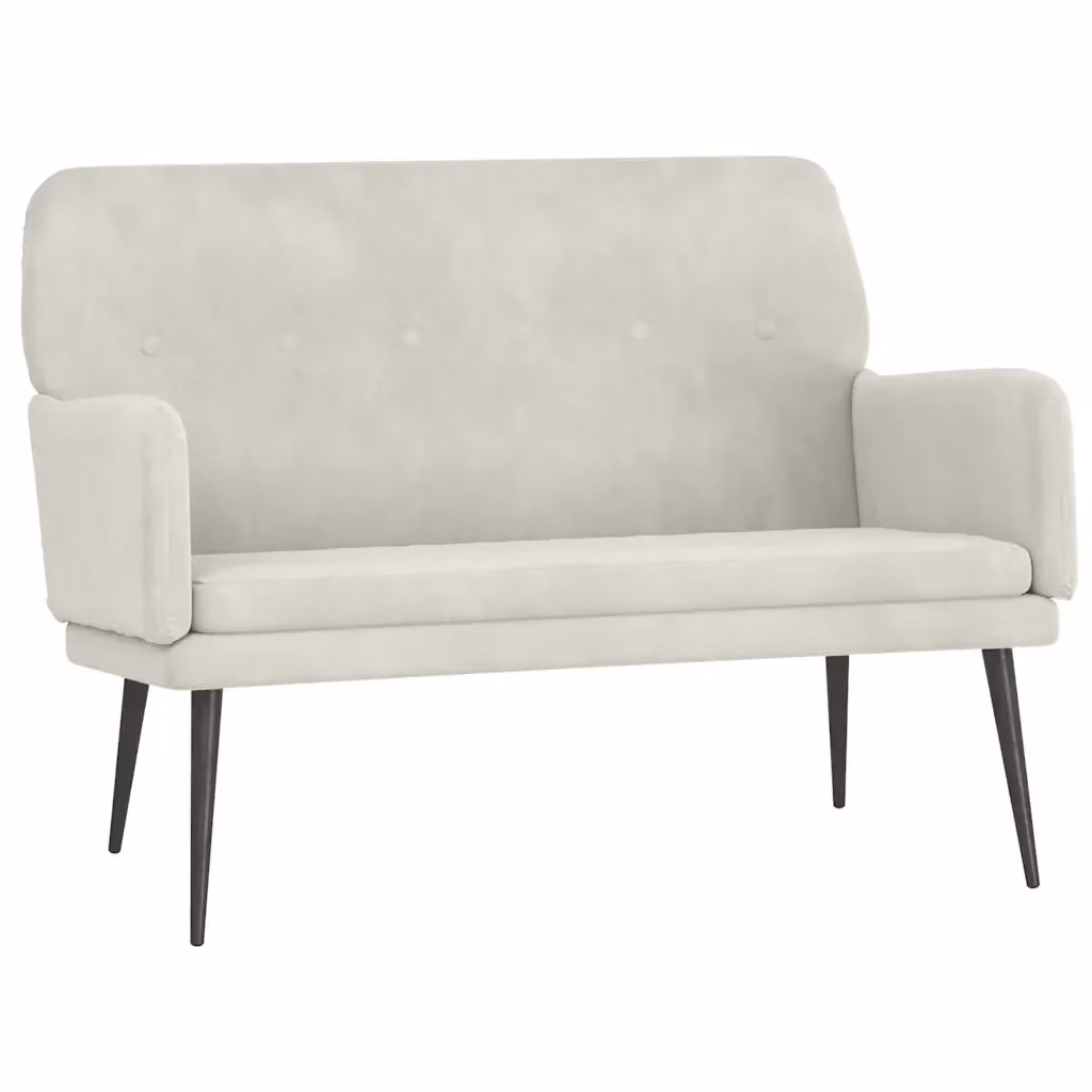 Panca moderna vidaXL in velluto beige con struttura in metallo L: 108 cm, P: 79 cm, H: 79 cm – 2